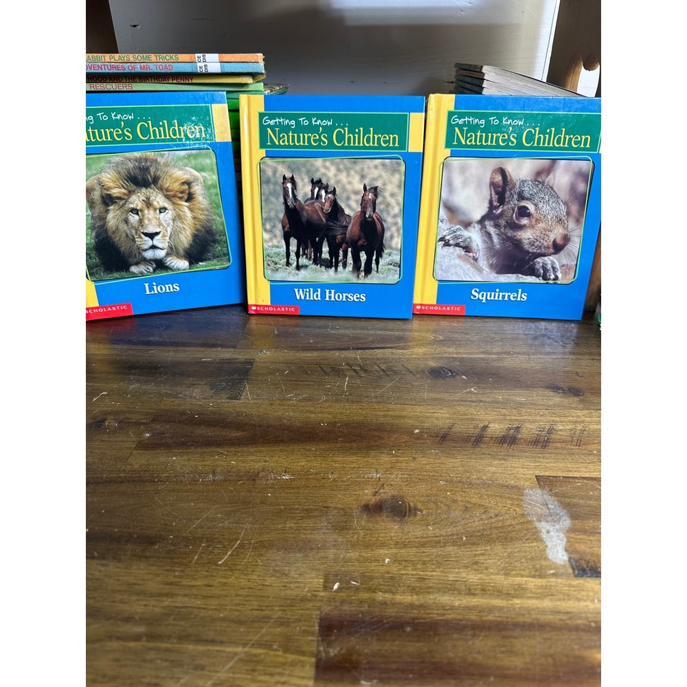 Scholastic Natures Children Book Lot Lions Pandas Wild Horses Caribou Frogs 3pc